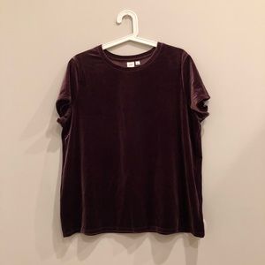 Gap velvet top in dark wine color